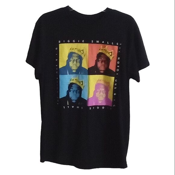 the Notorious B.I.G. Biggie Smalls Crown Tee Shirt Size M Black Short Sleeve - Picture 1 of 4